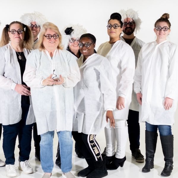 WebCE e-Learning operations team dressed up as scientists